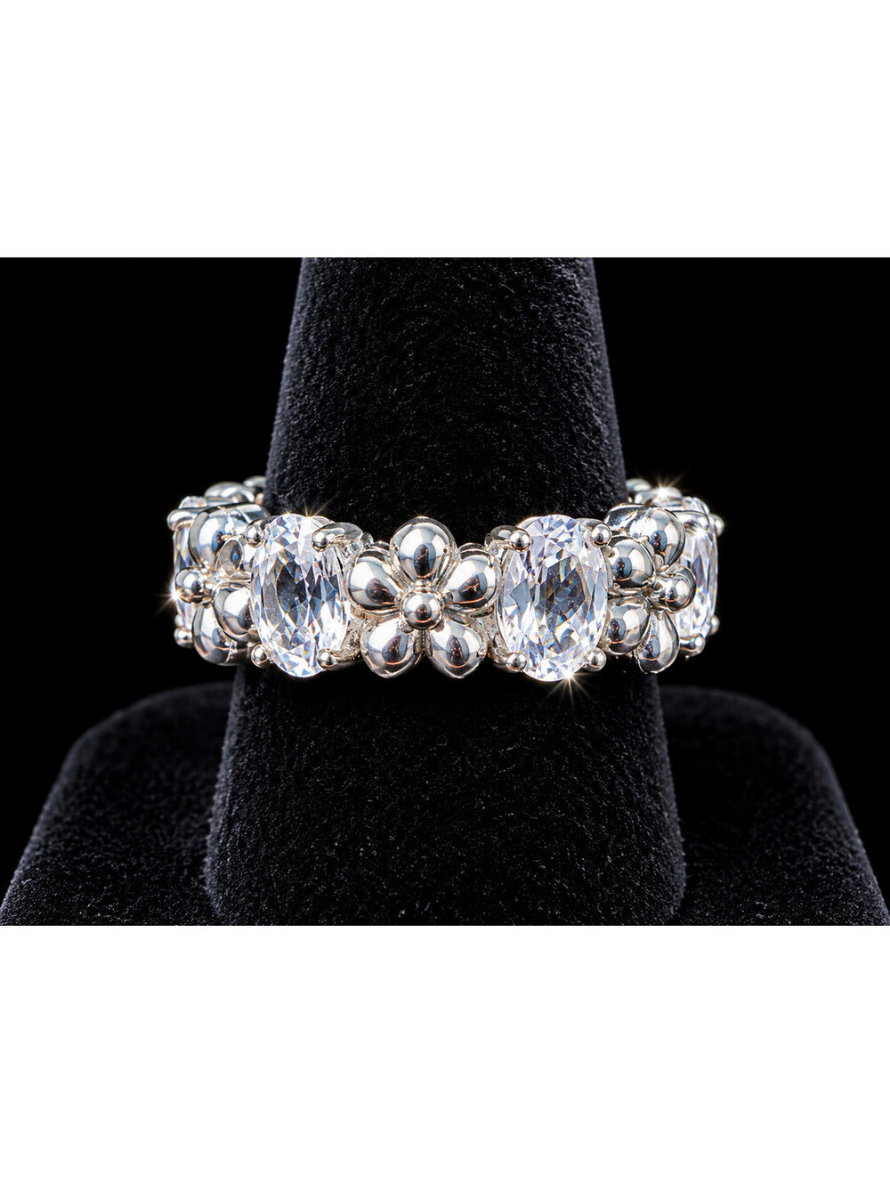 JAI by John Hardy 925 Sterling Silver White Topaz Floral Ring Size 7 Retired